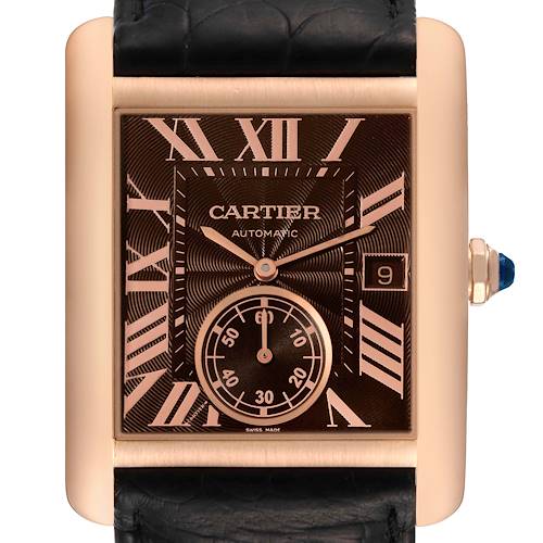 Photo of Cartier Tank MC Rose Gold Brown Dial Strap Mens Watch W5330002