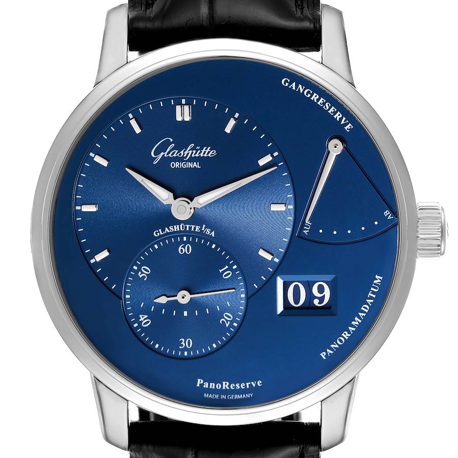 Glashutte PanoReserve Steel Blue Dial Mens Watch 1-65-01-26-12-35 SwissWatchExpo