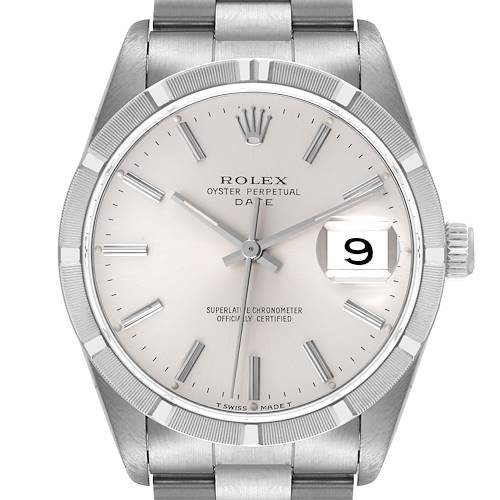 Photo of Rolex Date Silver Dial Oyster Bracelet Steel Mens Watch 15210