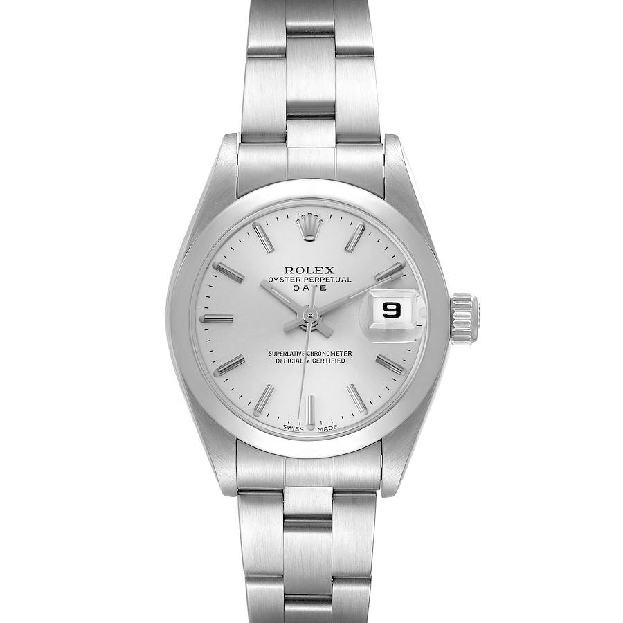 Rolex Date Silver Dial Smooth Bezel Steel Ladies Watch 79160 SwissWatchExpo