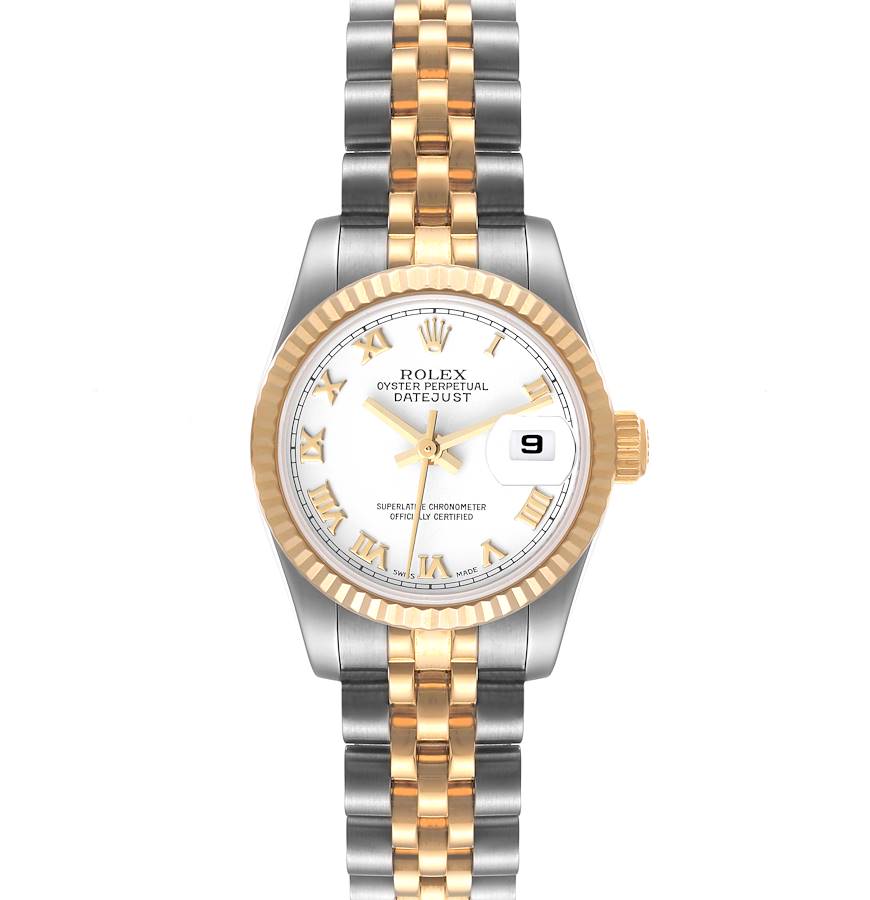 Rolex Datejust 26 Steel Yellow Gold White Dial Ladies Watch 179173 SwissWatchExpo