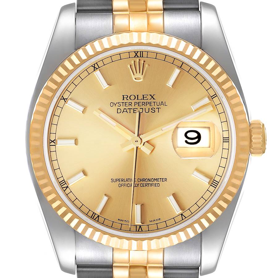 Rolex Datejust 36 Steel Yellow Gold Champagne Dial Mens Watch 116233 SwissWatchExpo