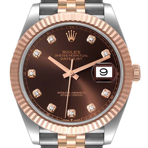Photo of Rolex Datejust 41 Steel Everose Gold Diamond Dial Mens Watch 126331 Box Card