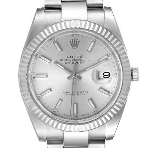 Photo of NOT FOR SALE -- Rolex Datejust 41 Steel White Gold Silver Dial Mens Watch 126334 Box Card -- PARTIAL PAYMENT ST