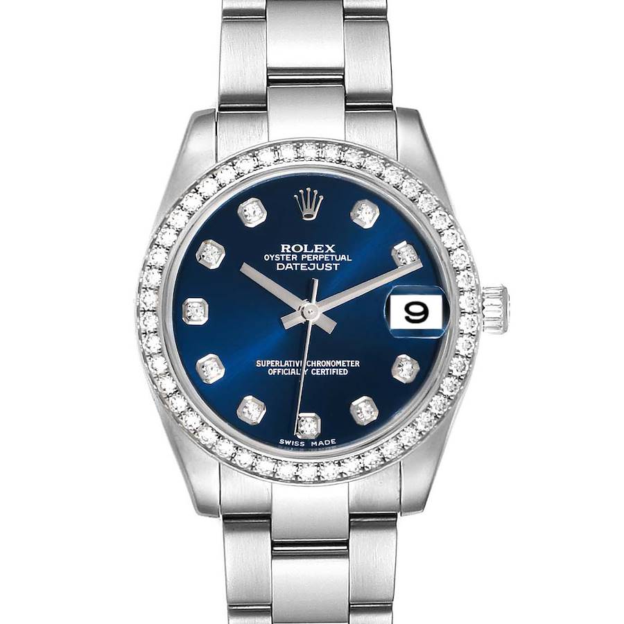 Rolex Datejust Midsize 31 Steel White Gold Diamond Ladies Watch 178384 SwissWatchExpo