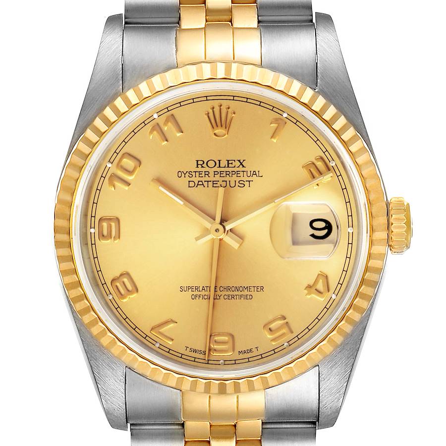 Rolex Datejust Steel 18K Yellow Gold Champagne Dial Watch 16233 Box Papers SwissWatchExpo