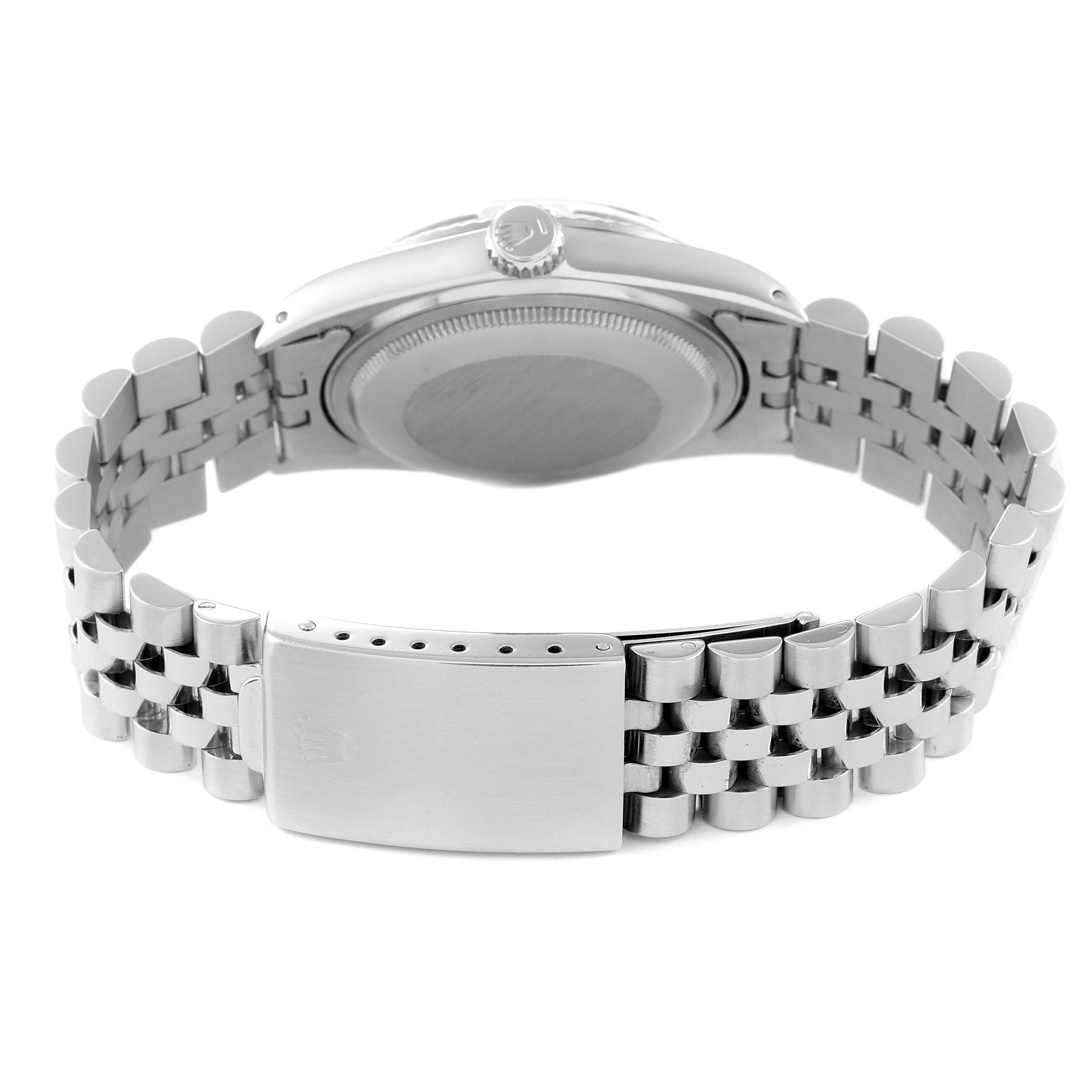 The image shows the back view of the Rolex Vintage Collection 16014 Men's Stainless Steel Silver Dial 16014 Men's Stainless Steel Silver Dial watch, highlighting the bracelet and clasp.