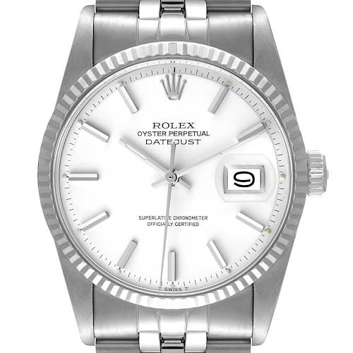 Photo of Rolex Datejust Steel White Gold White Dial Vintage Mens Watch 1601