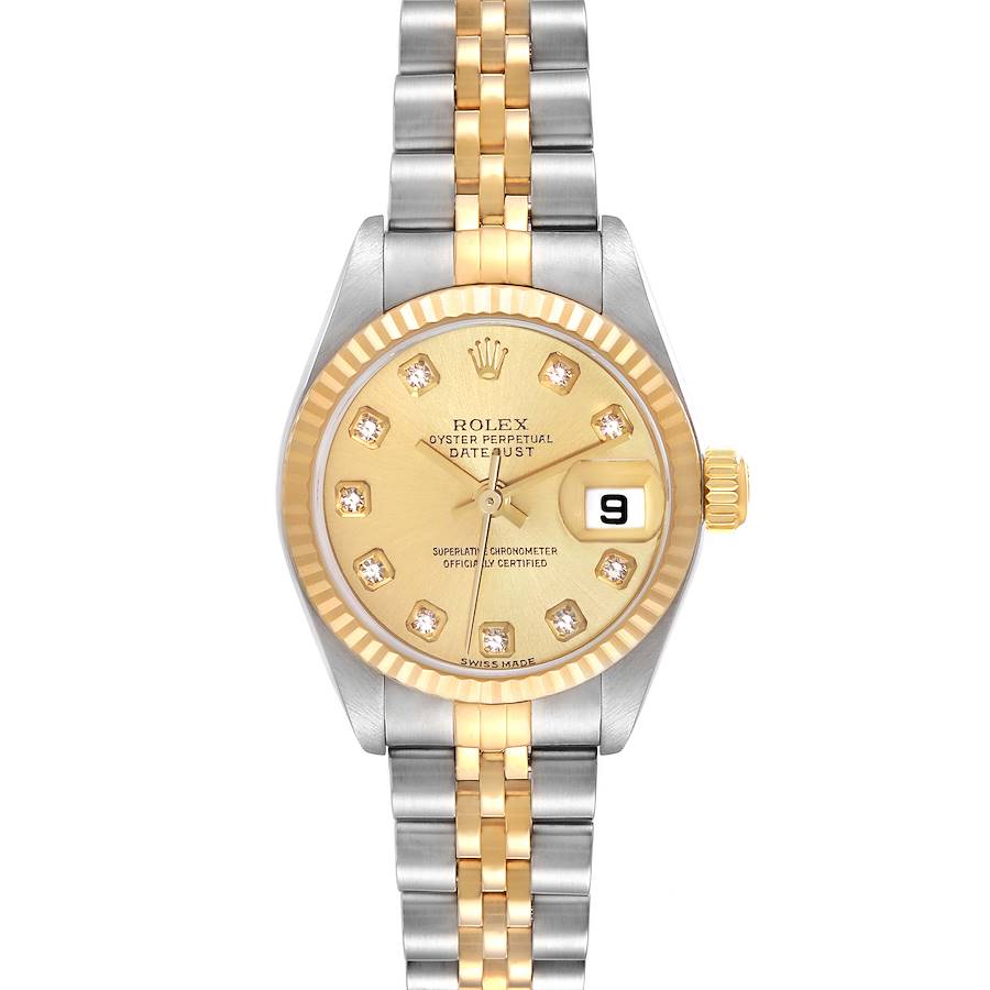 Rolex Datejust Steel Yellow Gold Champagne Diamond Dial Ladies Watch 79173 SwissWatchExpo