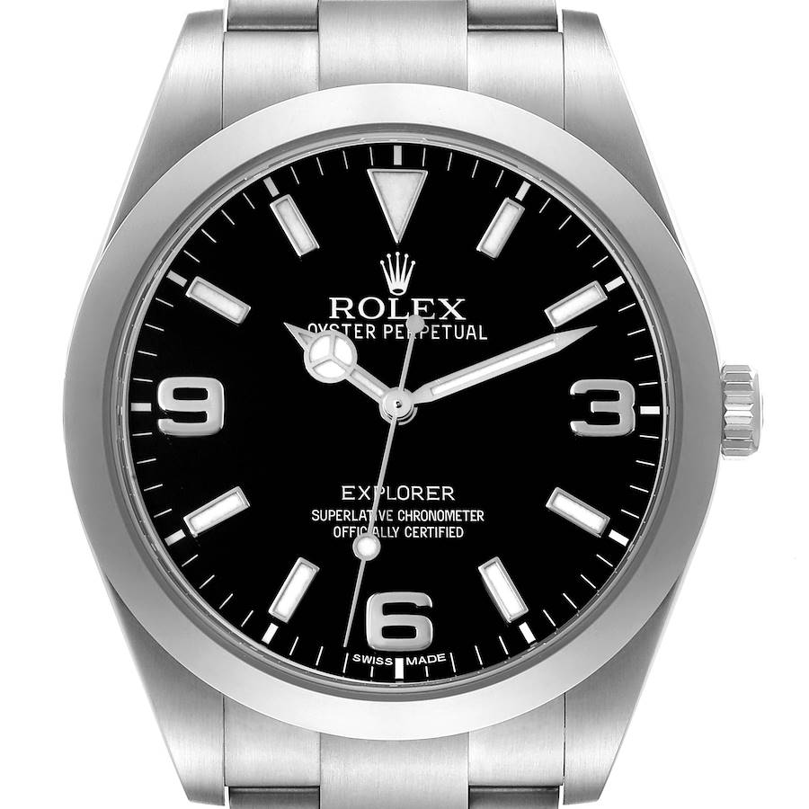 Rolex Explorer I 39mm Black Dial Steel Mens Watch 214270 Box Card SwissWatchExpo