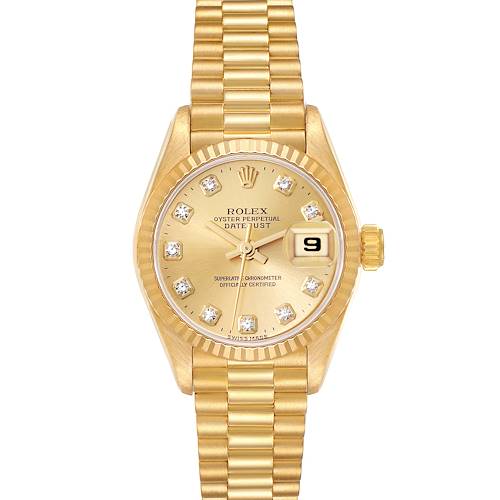 Photo of Rolex President Yellow Gold Diamond Dial Ladies Watch 69178 Box Papers
