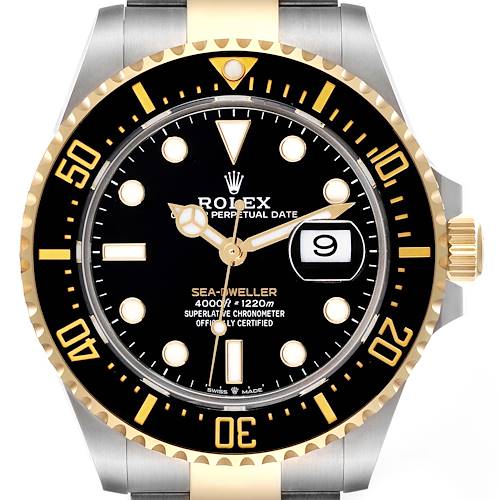 Photo of Rolex Seadweller Black Dial Steel Yellow Gold Mens Watch 126603 Box Card
