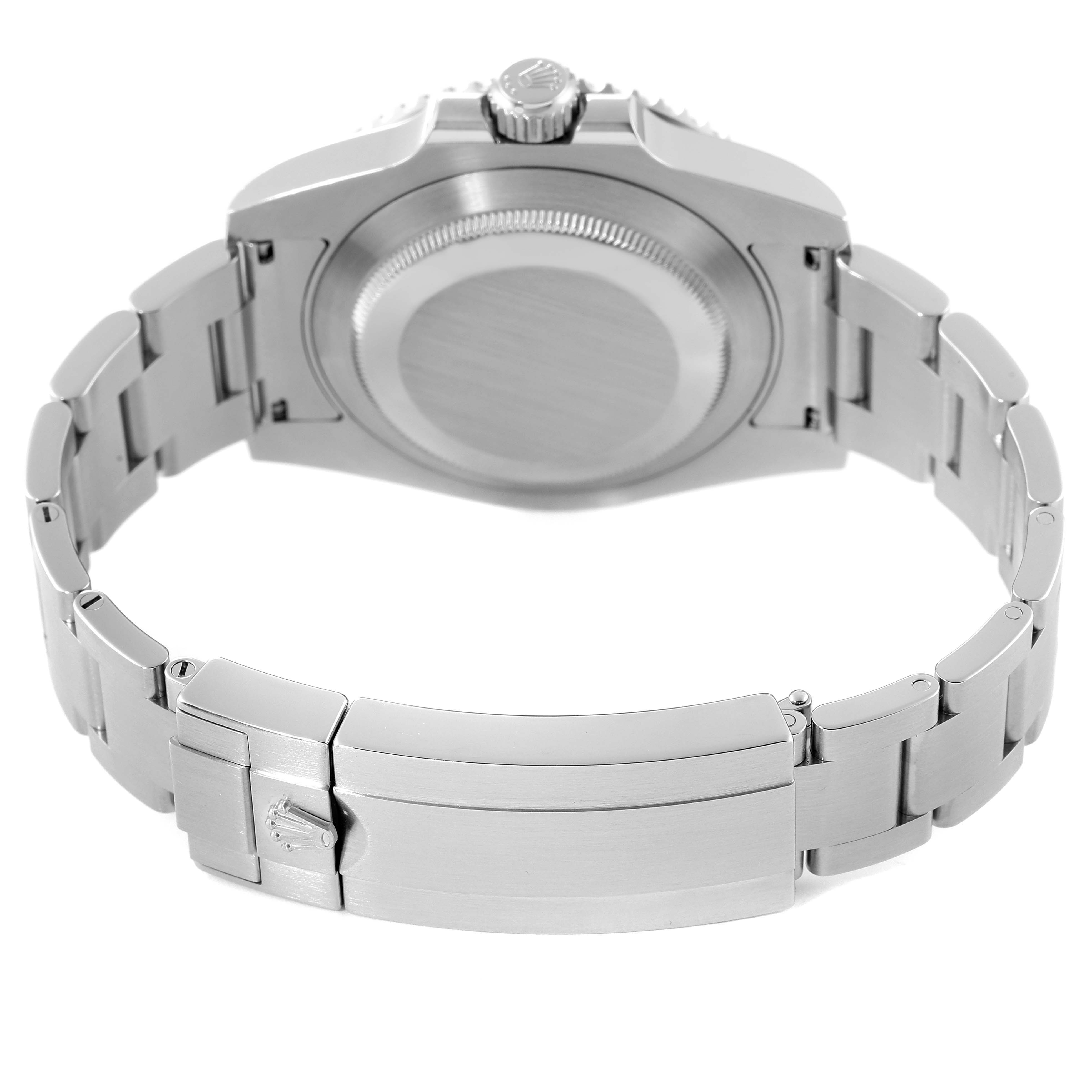 This image shows the back casing and bracelet of a Rolex Submariner 116610 Men
s Stainless Steel Black Dial 116610 Men
s Stainless Steel Black Dial watch, captured from the rear angle.