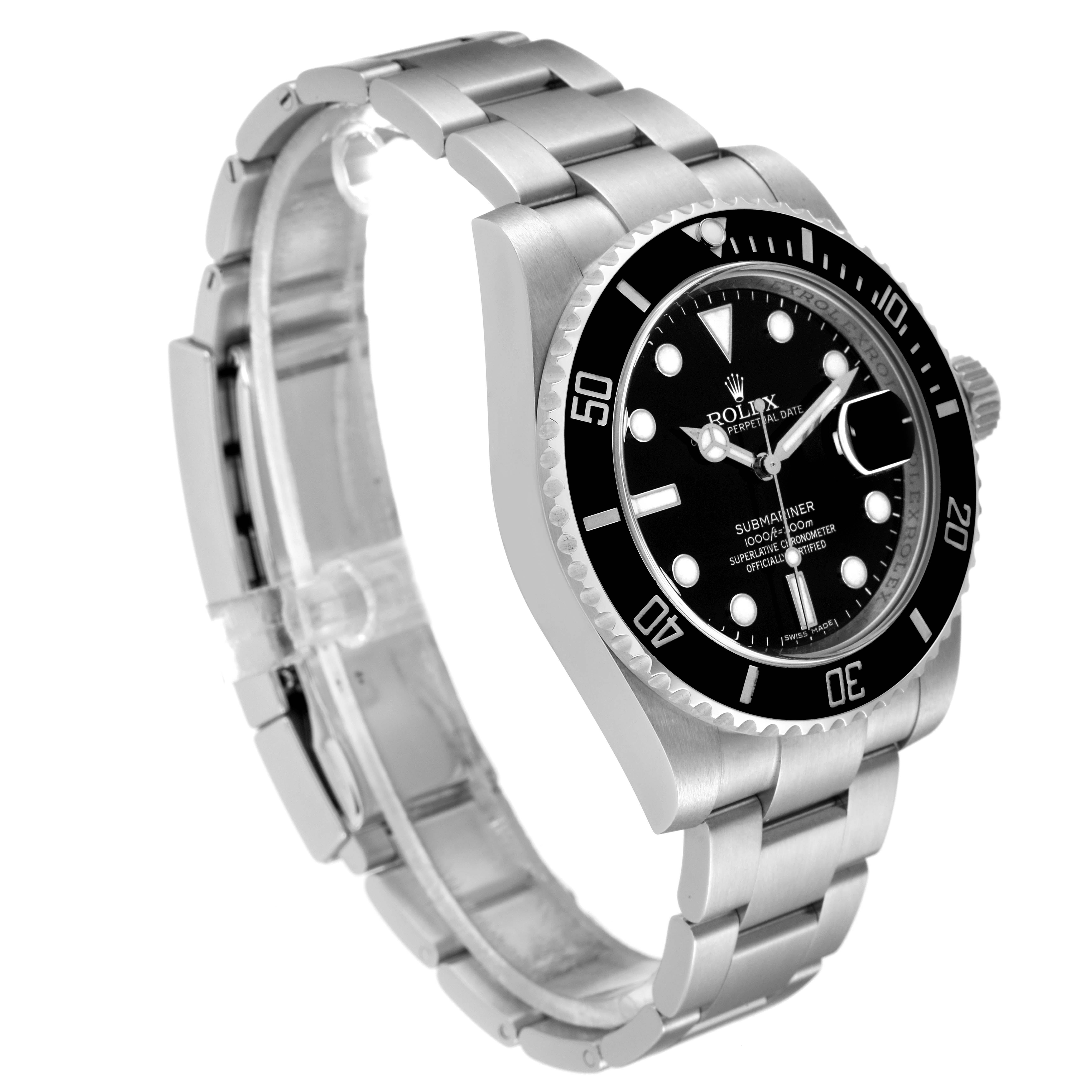 The image shows a Rolex Submariner 116610 Men's Stainless Steel Black Dial 116610 Men's Stainless Steel Black Dial watch at a three-quarter angle, highlighting the face, bezel, and bracelet.
