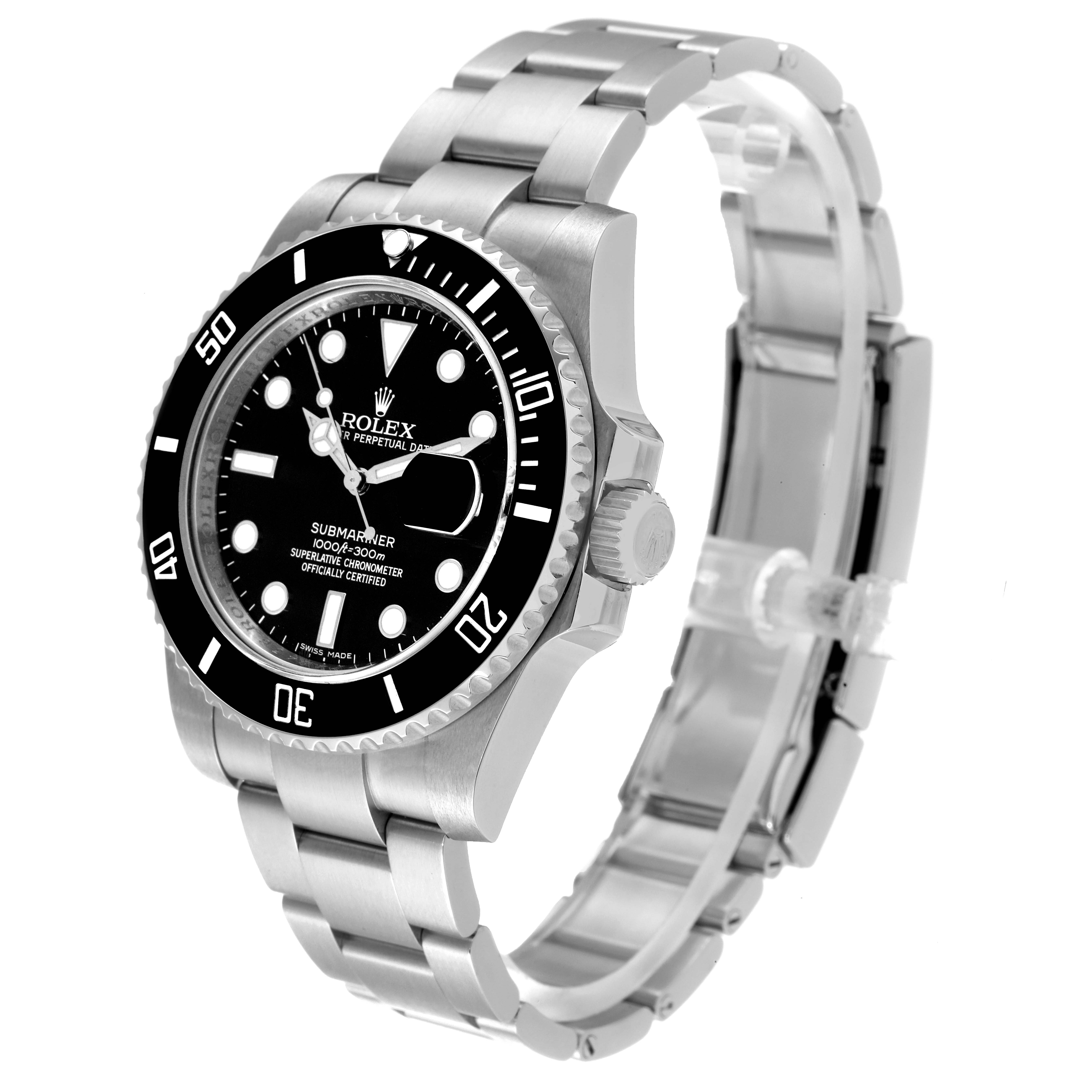 The image shows a Rolex Submariner 116610 Men
s Stainless Steel Black Dial 116610 Men
s Stainless Steel Black Dial watch at an angled view, displaying the face, bezel, crown, and part of the bracelet.