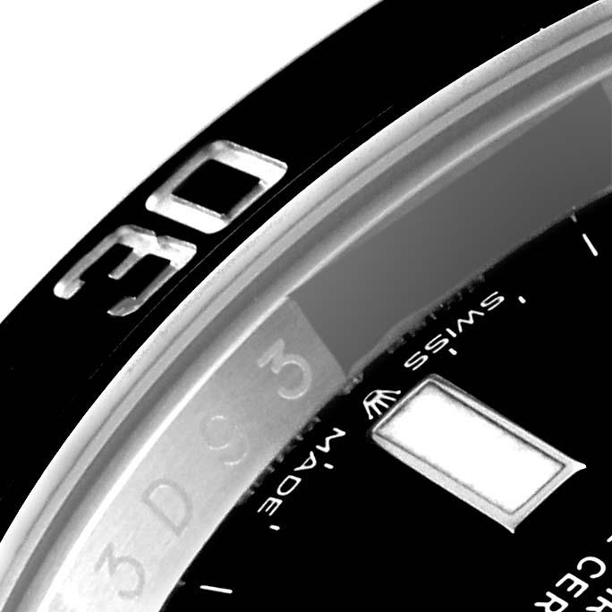 The image shows a close-up of the bezel and dial of a Rolex Submariner 126610 Men
s Stainless Steel Black Dial 126610 Men
s Stainless Steel Black Dial watch at an angle.