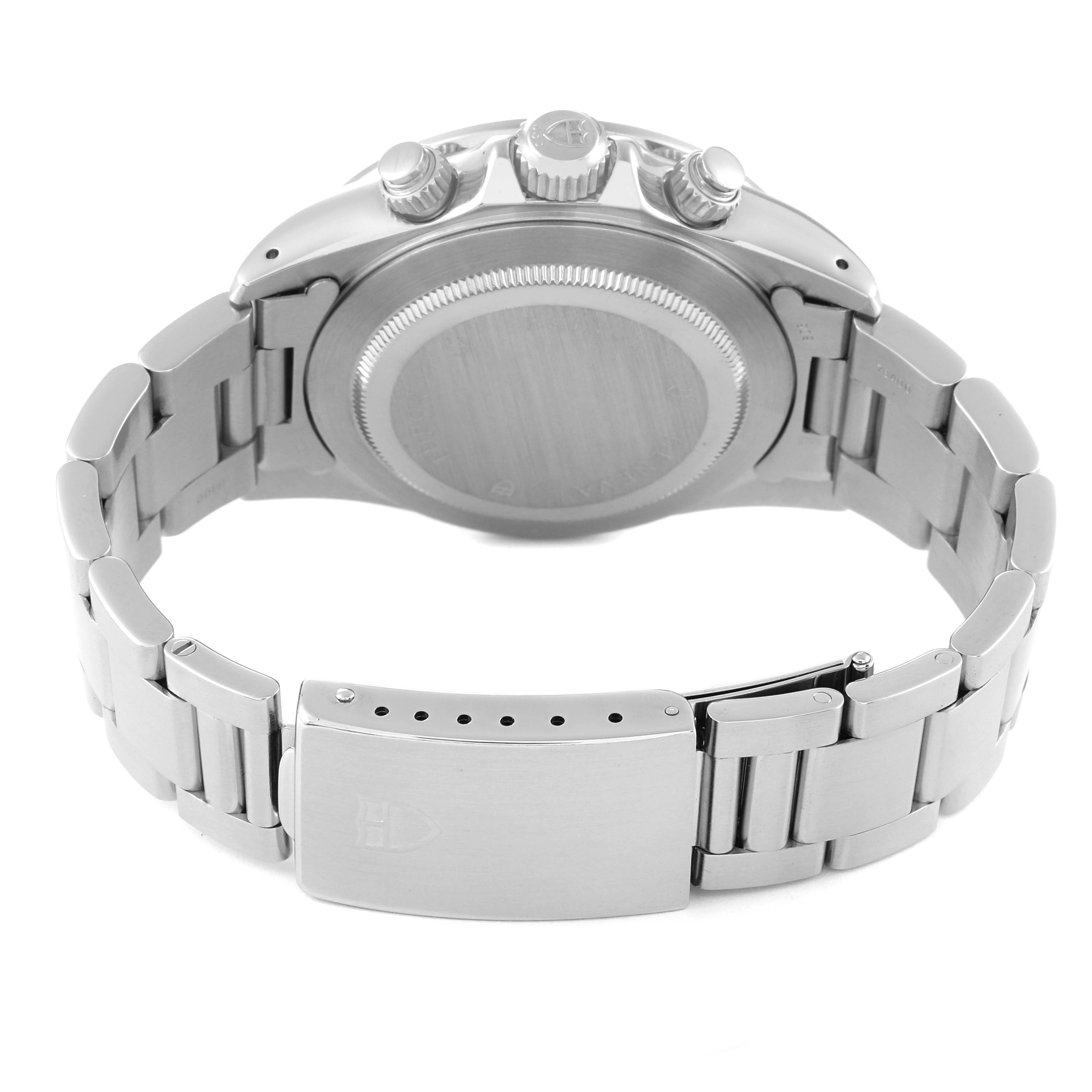 This image shows the back case, bracelet, and clasp of the Tudor Prince watch from a rear angle.