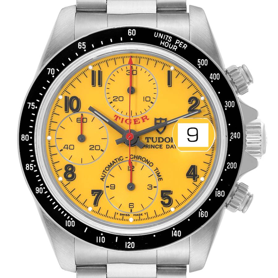 Tudor Tiger Prince Yellow Dial Steel Watch 79260 Box Papers SwissWatchExpo
