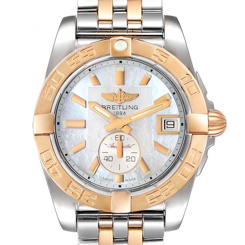 Photo of Breitling Galactic 36 Stainless Steel Rose Gold MOP Dial Watch C37330 Unworn