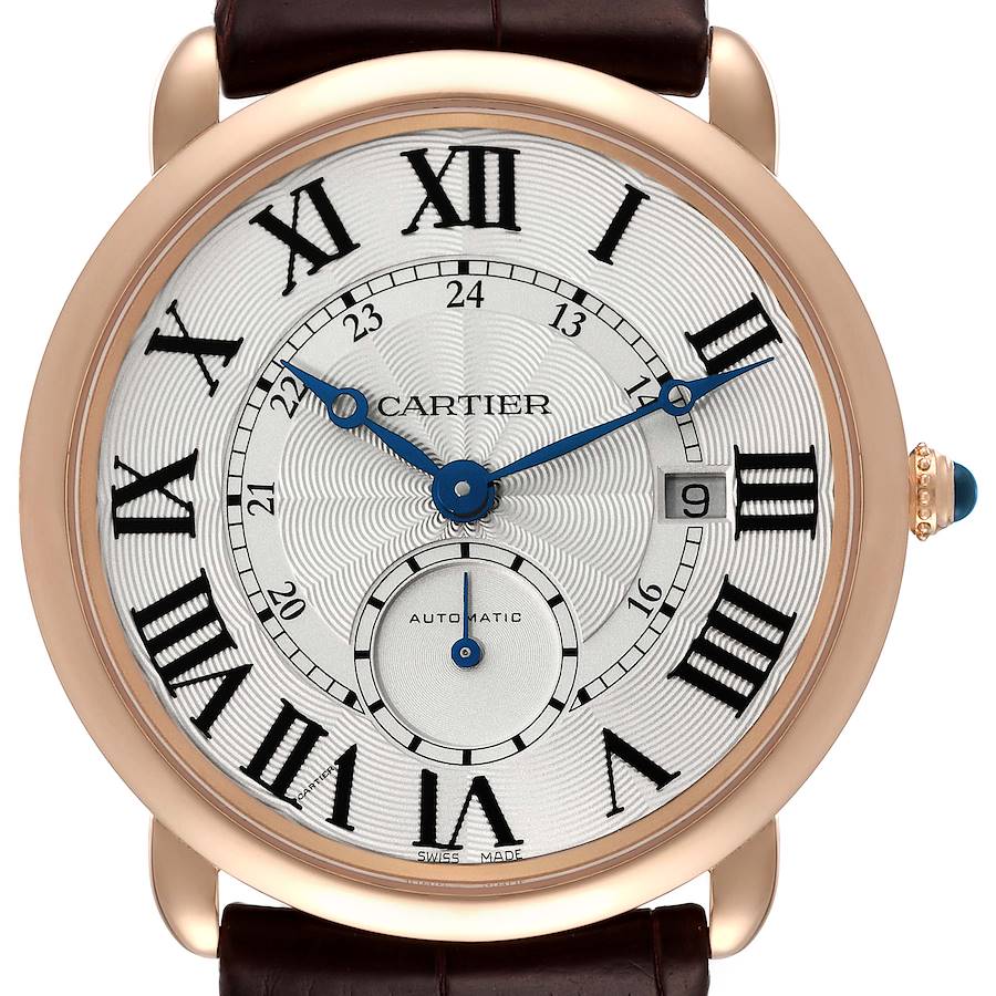 Cartier Ronde Louis Rose Gold Silver Dial Mens Watch W6801005 SwissWatchExpo