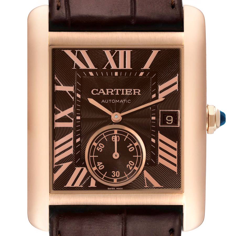 Cartier Tank MC Rose Gold Brown Dial Mens Watch W5330002 SwissWatchExpo