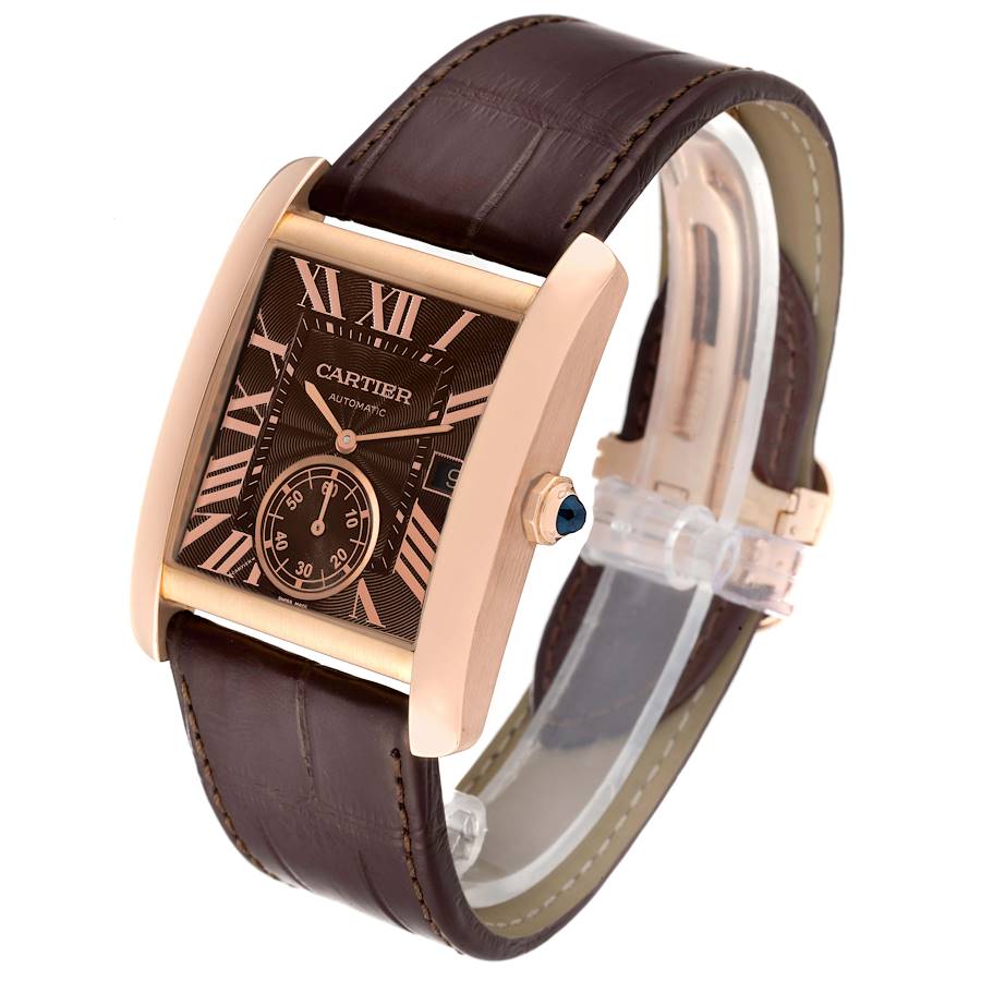 TANK MC ROSE GOLD 41 BROWN LEATHER STRAP