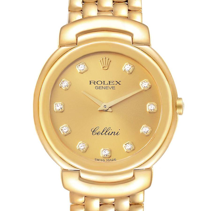 Rolex Cellini Yellow Gold Champagne Diamond Dial Mens Watch 6622 SwissWatchExpo