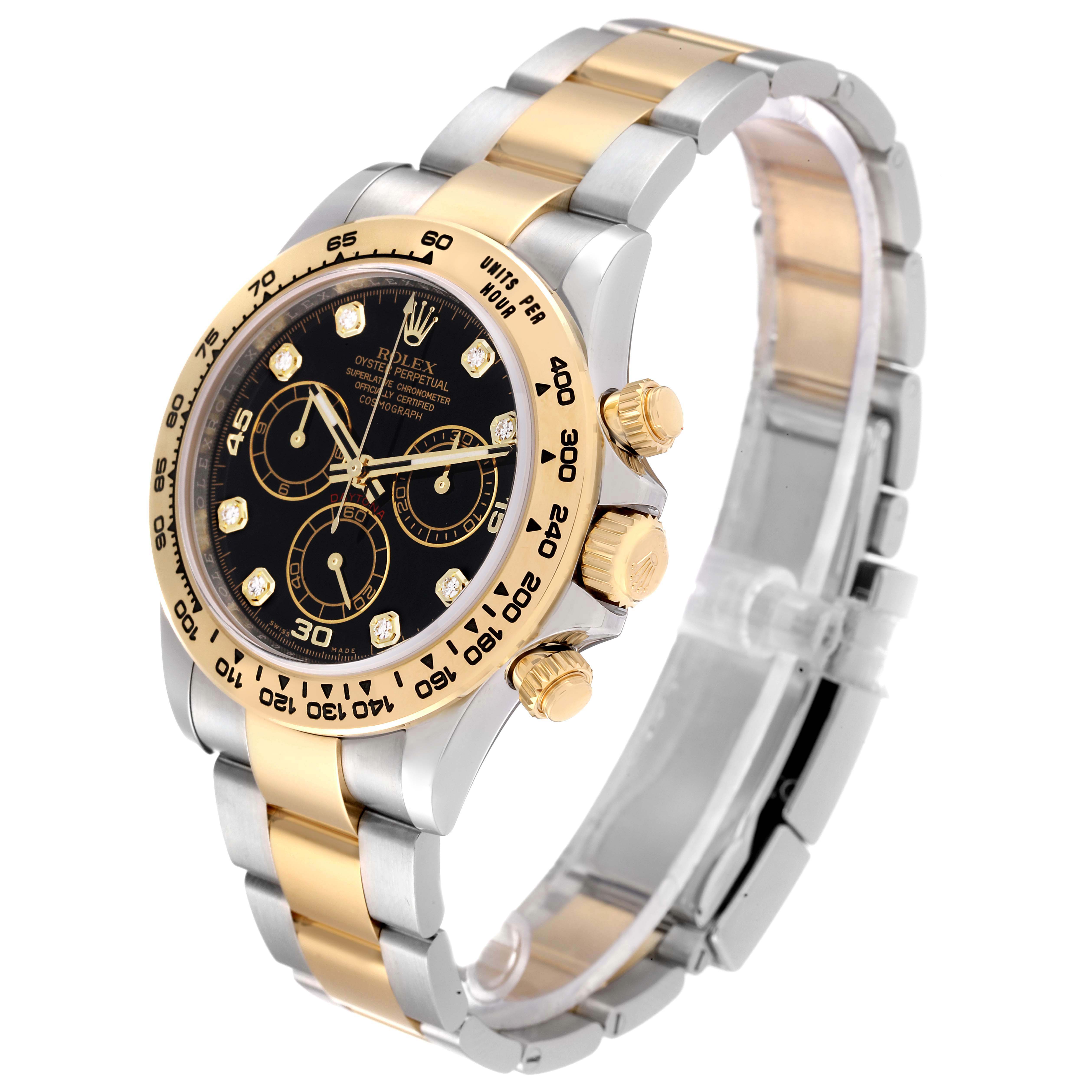 Rolex Daytona Steel Yellow Gold Black Diamond Dial Mens Watch 116503 ...