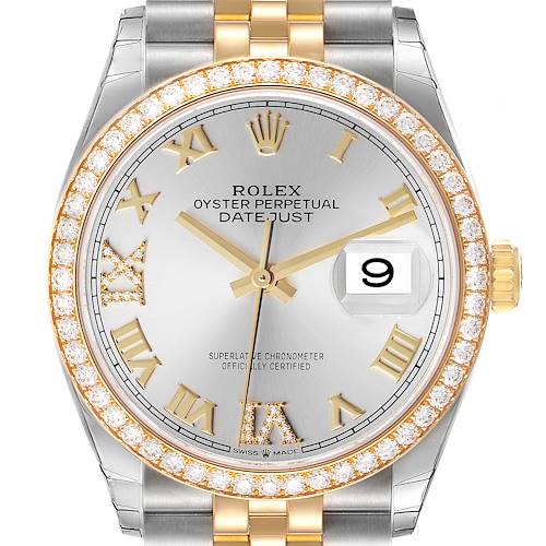 Photo of Rolex Datejust 36 Steel Yellow Gold Silver Dial Diamond Watch 126283 Unworn
