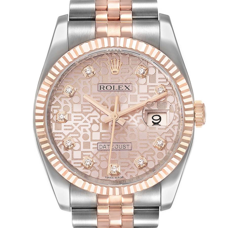 Rolex Datejust 36mm Dial Steel Rose Gold Diamond Unisex Watch 116231 Box Card SwissWatchExpo
