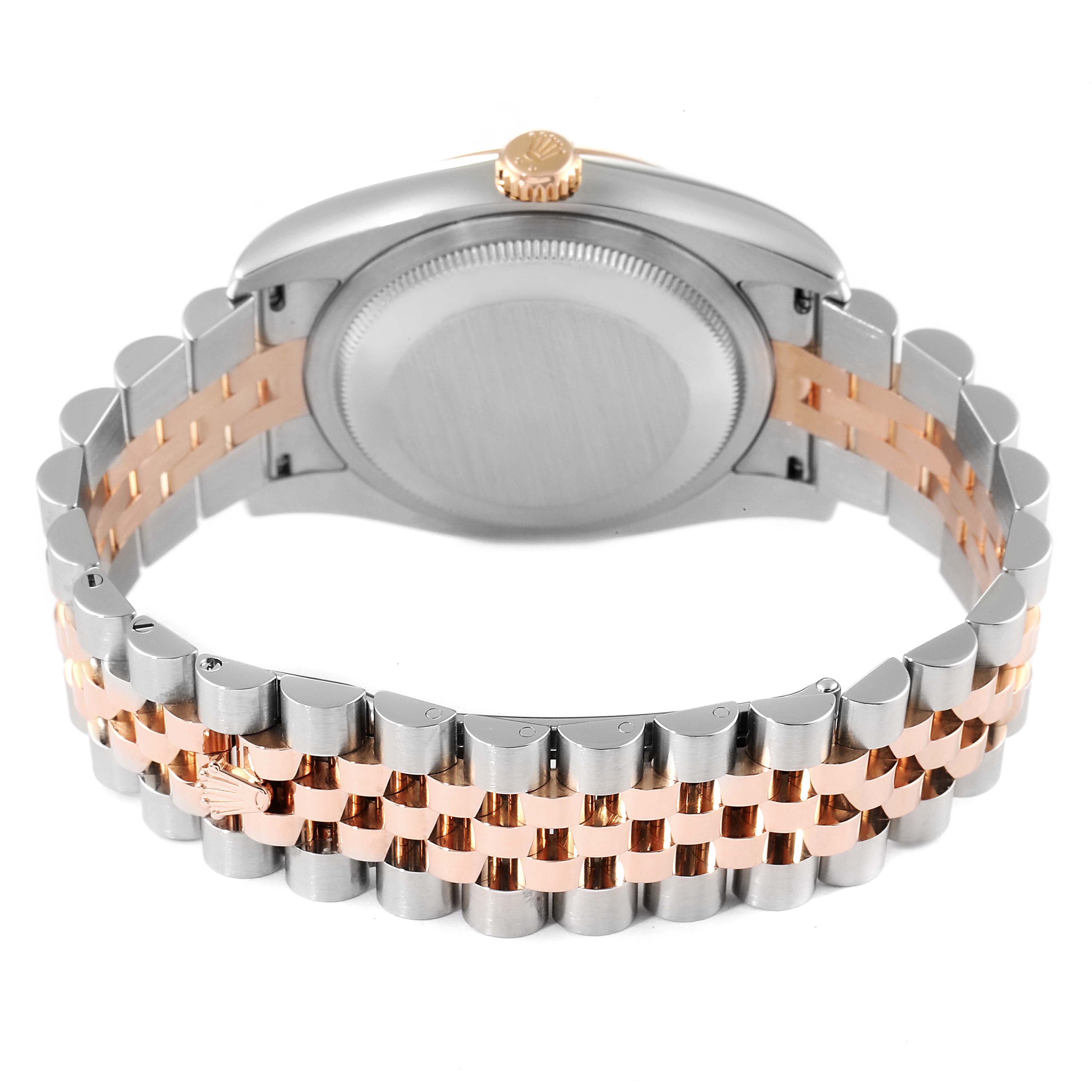The image shows the back and bracelet of a Rolex Datejust 116231 Men's Steel and Gold (two tone) Pink Dial 116231 Men's Steel and Gold (two tone) Pink Dial watch from a rear, slightly elevated angle.