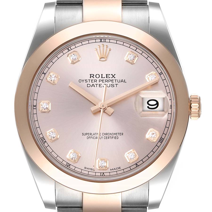 Rolex Datejust 41 Steel Rose Gold Diamond Dial Mens Watch 126301 Unworn SwissWatchExpo