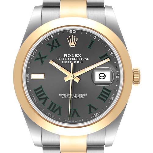 Photo of Rolex Datejust 41 Steel Yellow Gold Wimbledon Dial Watch 126303 Box Card