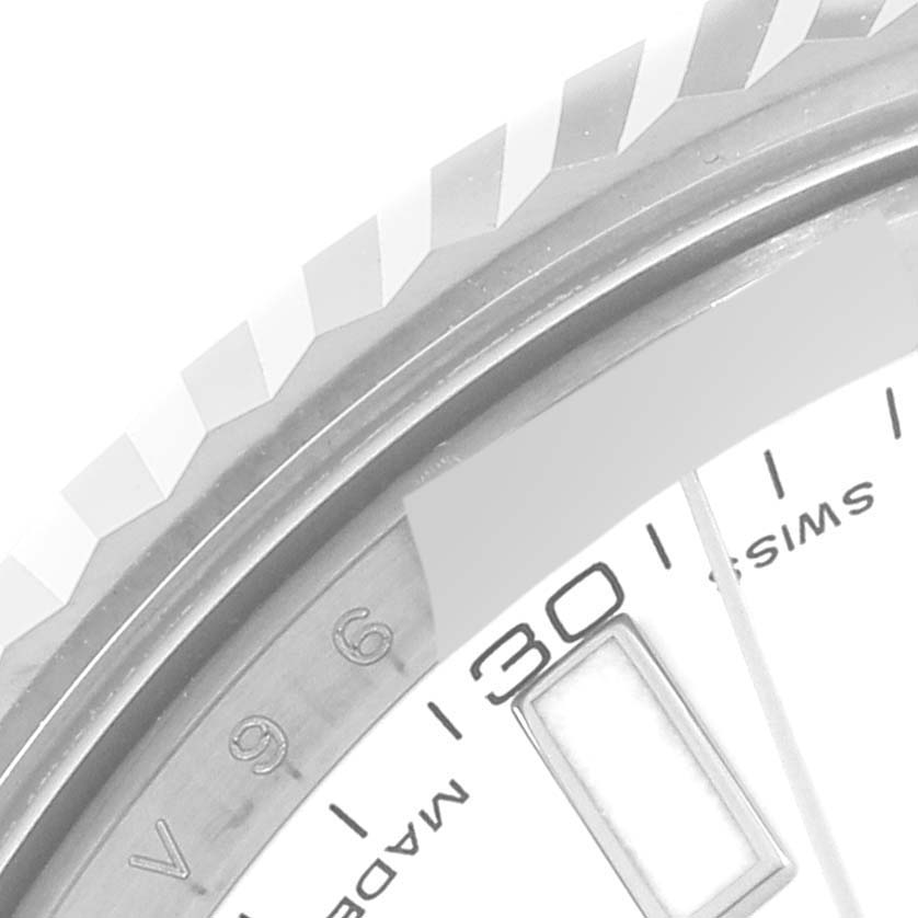 The image shows a close-up of the bezel, chapter ring, and date window at 3 o'clock on a Rolex Datejust 41 116334 Men's Stainless Steel White Dial 116334 Men's Stainless Steel White Dial watch.