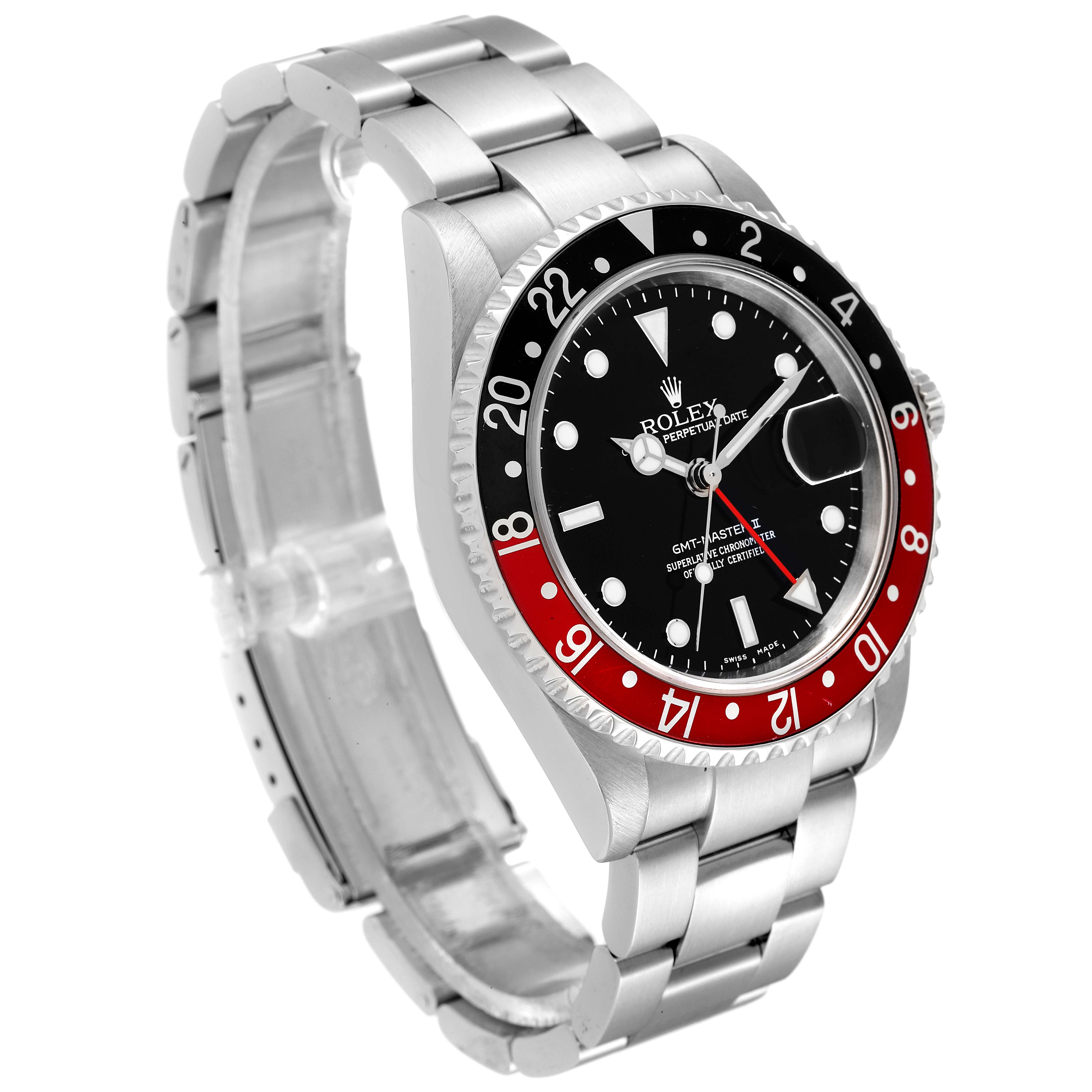 Rolex Gmt Master Ii Black Red Coke Bezel Steel Mens Watch 16710 Swisswatchexpo