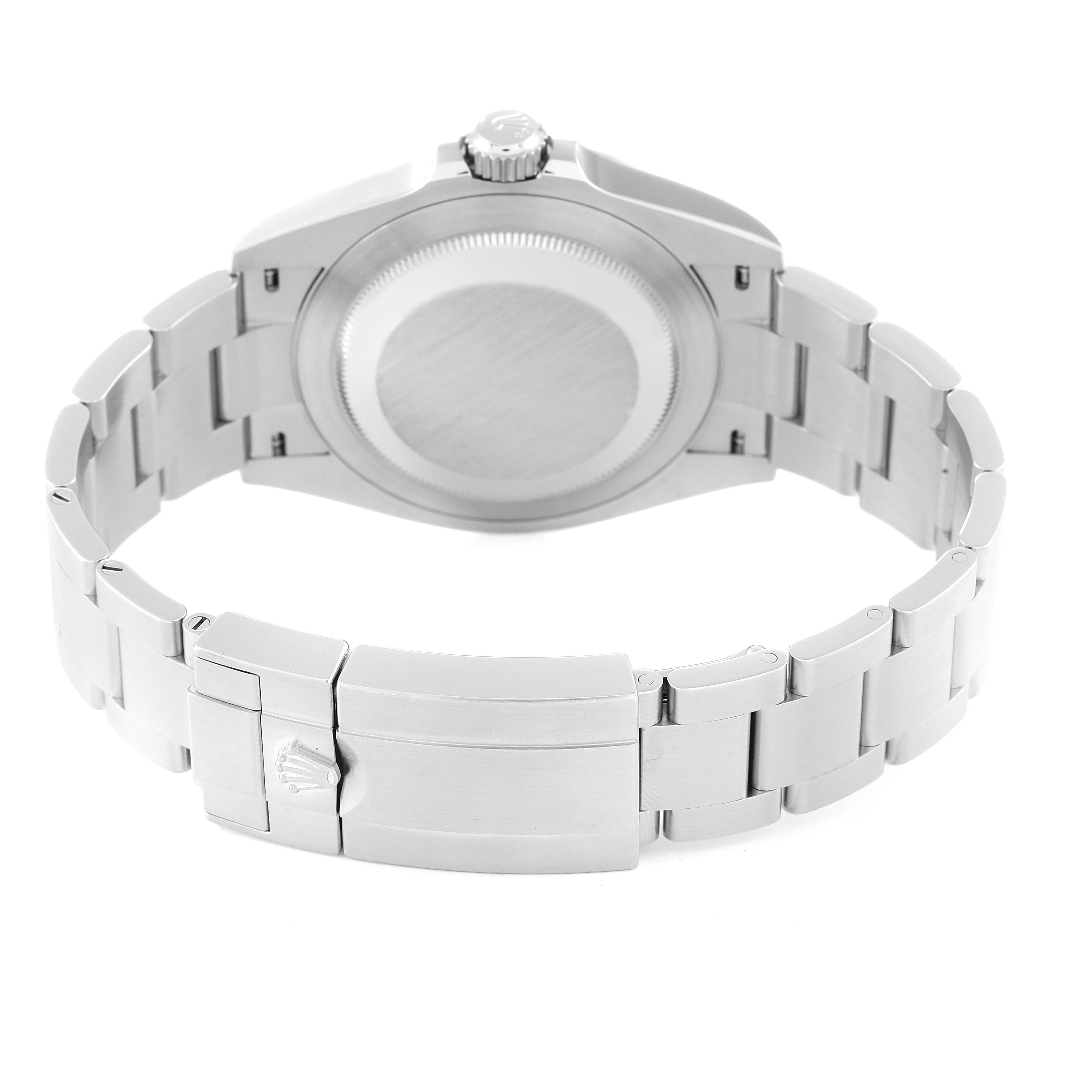 This image shows the back and bracelet of a Rolex Air-King 126900 Men's Stainless Steel Black Dial 126900 Men's Stainless Steel Black Dial watch from a rear angle.