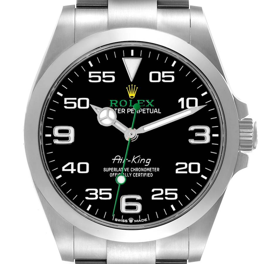 Rolex Oyster Perpetual Air King Black Dial Steel Mens Watch 126900 Box Card SwissWatchExpo