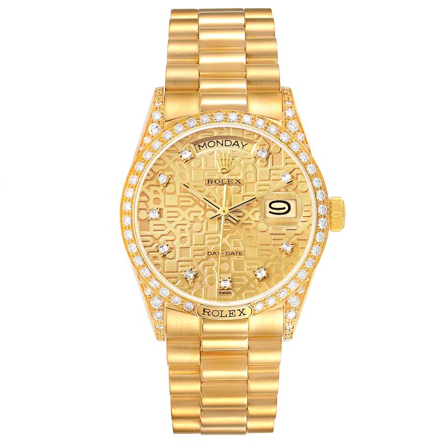 Rolex President Day Date 18k Yellow Gold Diamond Mens Watch 18138