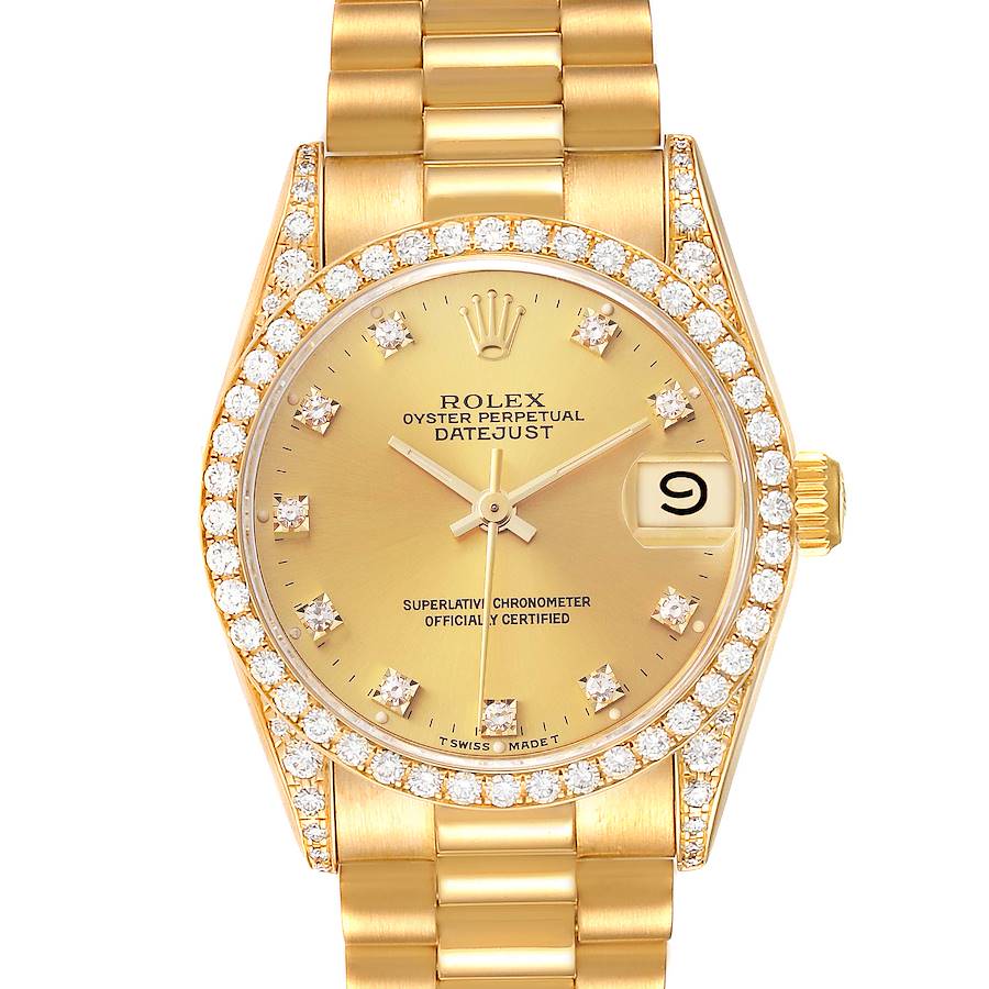 Rolex President Midsize Yellow Gold Diamond Ladies Watch 68158 SwissWatchExpo