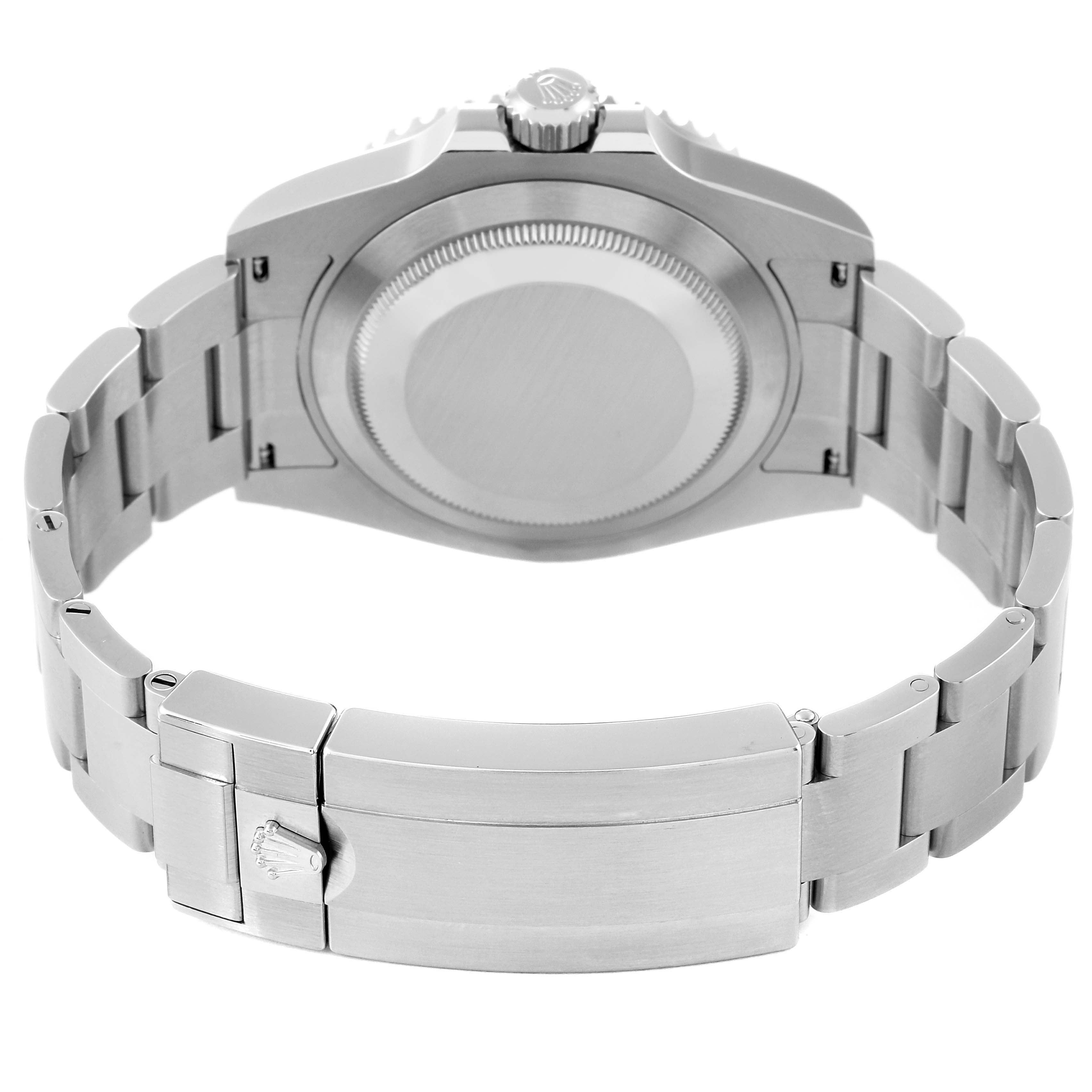 The image shows the back and clasp of a Rolex Submariner 126610LV Men
s Stainless Steel Black Dial 126610LV Men
s Stainless Steel Black Dial watch in a silver finish.