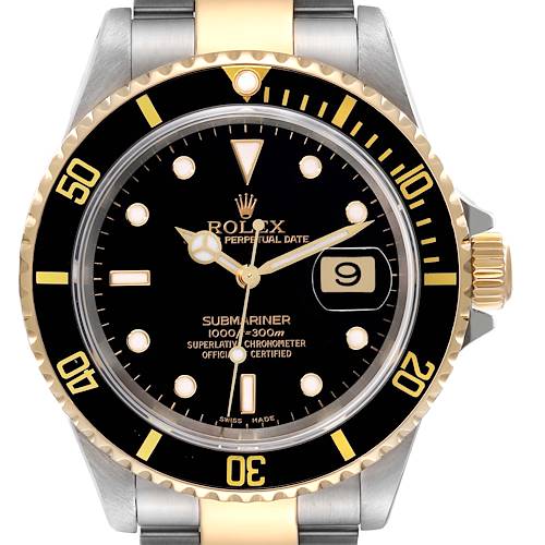 Photo of Rolex Submariner Steel Yellow Gold Black Dial Mens Watch 16613