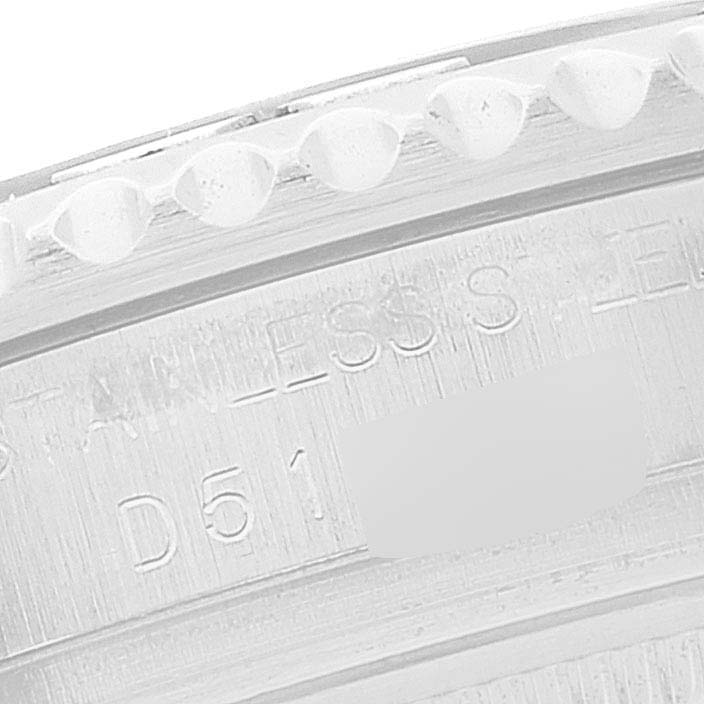The image shows a close-up view of the engraved serial number and text on the bezel edge of a Rolex Yacht-Master 168622 Men's Stainless Steel Silver Dial 168622 Men's Stainless Steel Silver Dial watch.
