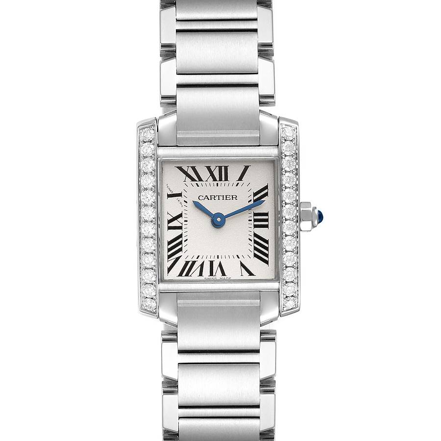 Cartier Tank Francaise Steel Diamond Ladies Watch W4TA0008 Box Card SwissWatchExpo