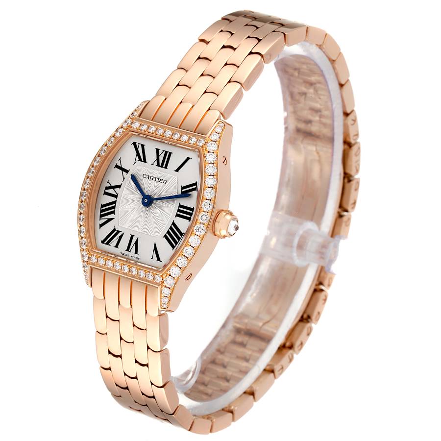 Cartier Tortue Small Rose Gold Silver Dial Diamond Ladies Watch