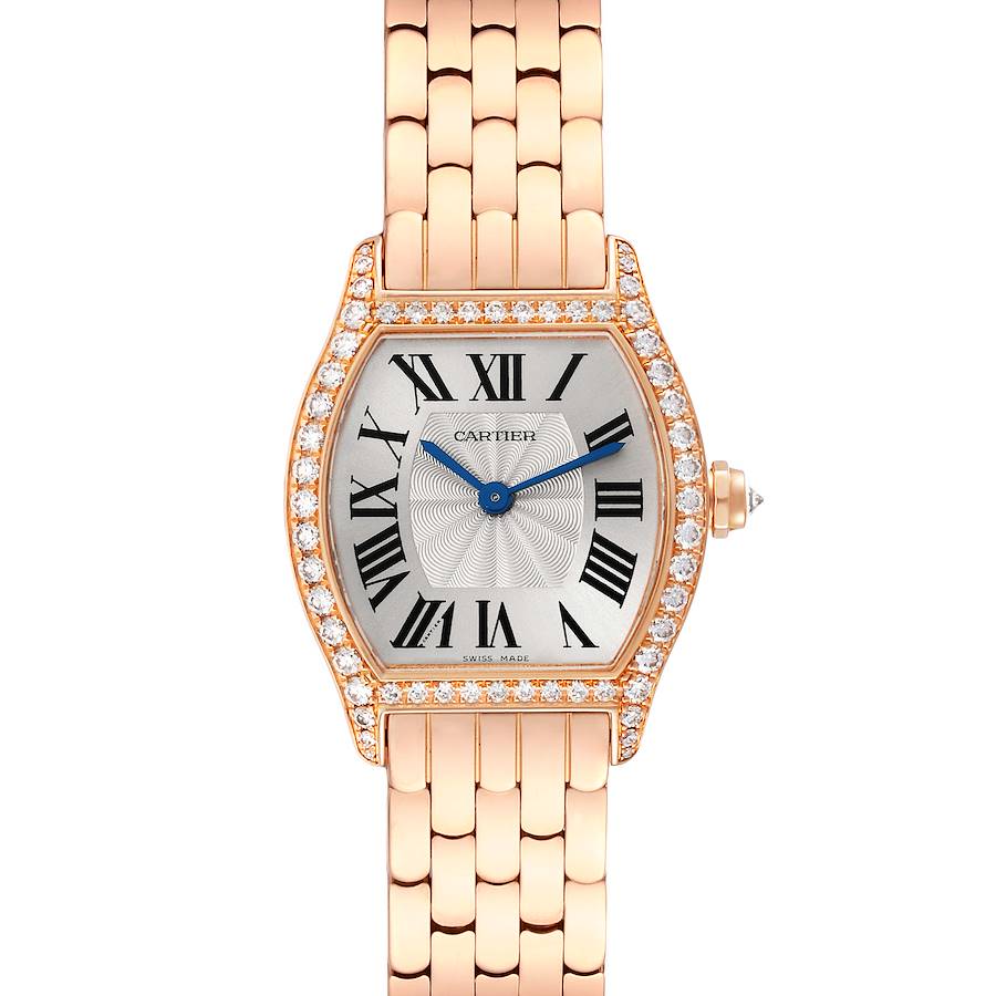 Cartier Tortue Small Rose Gold Silver Dial Diamond Ladies Watch WA501010 SwissWatchExpo