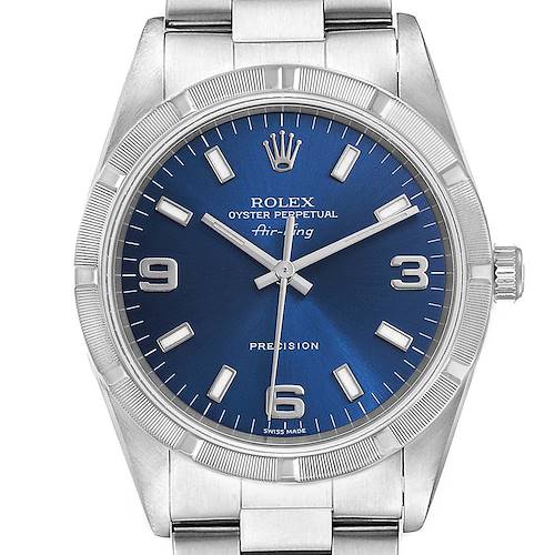 Photo of Rolex Air King 34 Blue Dial Oyster Bracelet Steel Mens Watch 14010