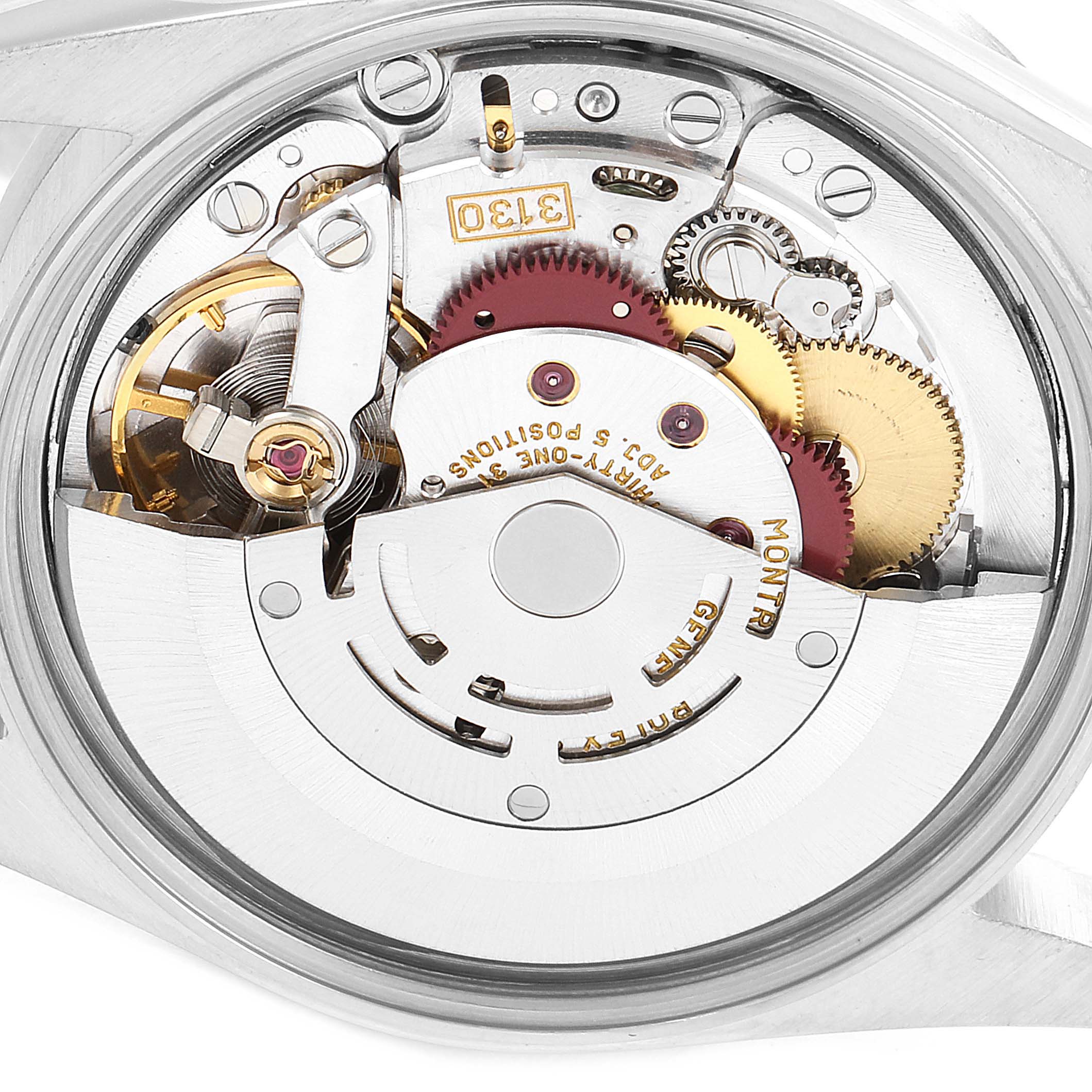 This image shows the internal mechanical movement of a Rolex Air-King 14010 Men's Stainless Steel Blue Dial 14010 Men's Stainless Steel Blue Dial watch.