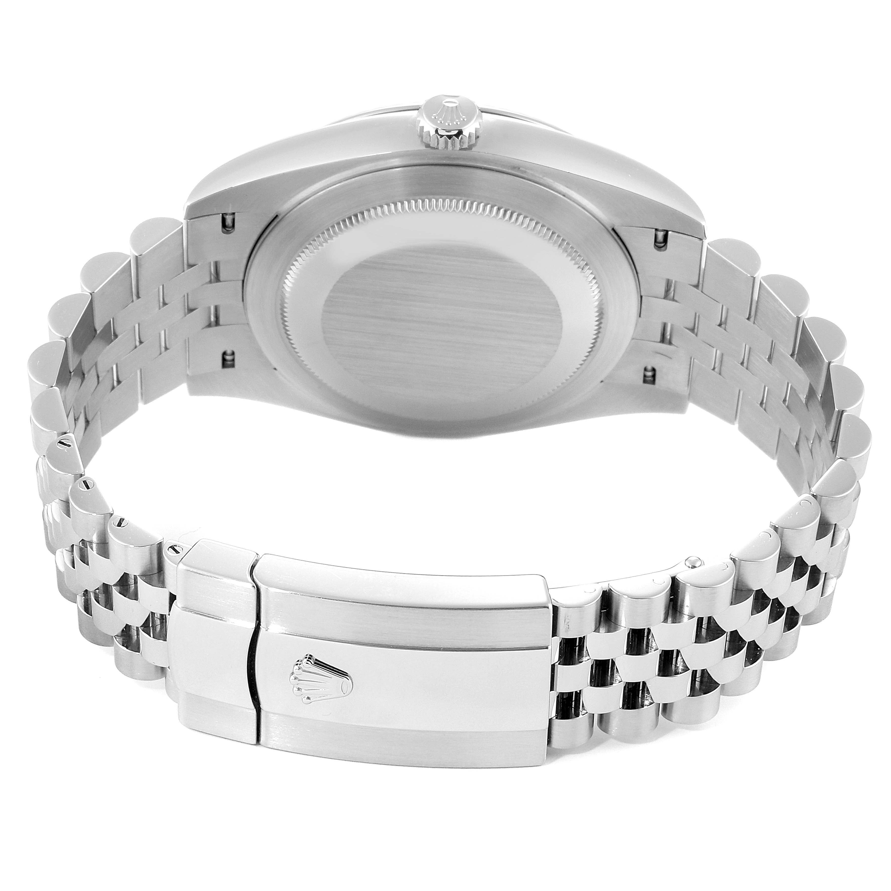 This image shows the case back and bracelet clasp of a Rolex Datejust 41 126334 Men's Stainless Steel Grey Dial 126334 Men's Stainless Steel Grey Dial watch from a rear angle.