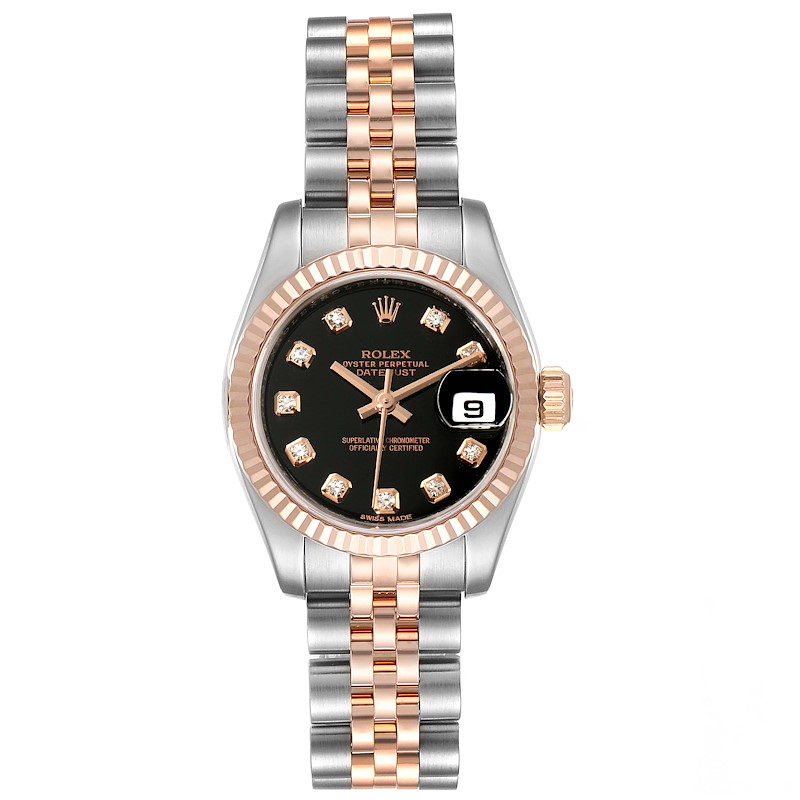 Rolex Datejust EveRose Gold Steel Diamond Ladies Watch 179171 Box Card SwissWatchExpo