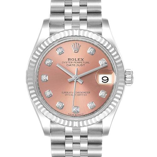 Photo of Rolex Datejust Midsize 31 Steel White Gold Pink Dial Watch 278274 Unworn